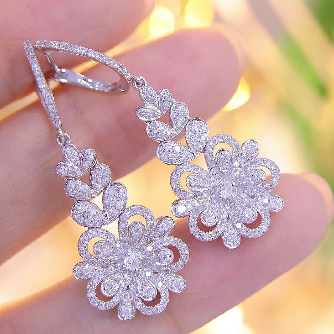 14k Gold 1.3 Ct Natural H Diamond Earrings - 7
