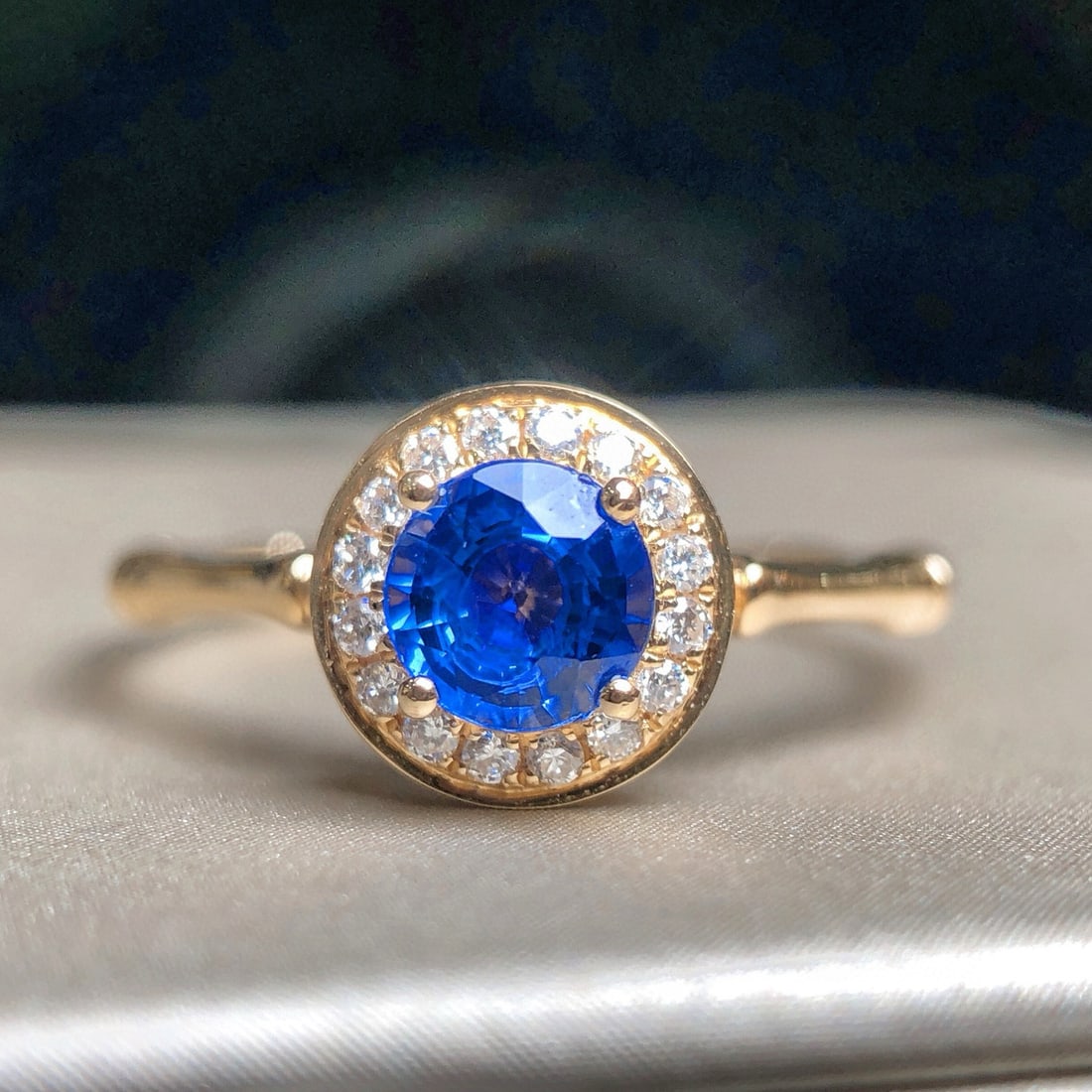 14k Gold 0.62 Ctw Natural Sapphire & Diamond Ring - 5