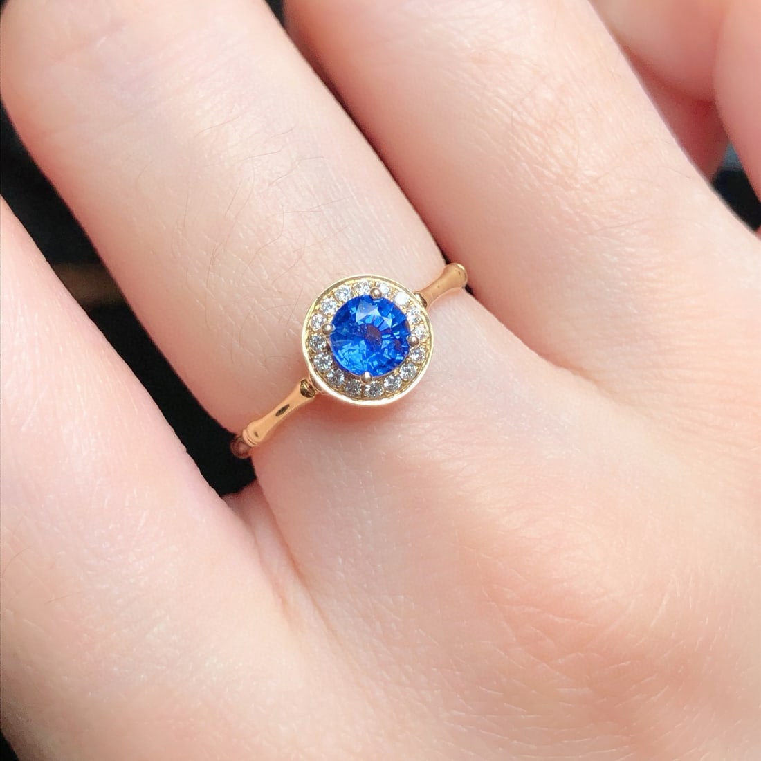 14k Gold 0.62 Ctw Natural Sapphire & Diamond Ring - 7