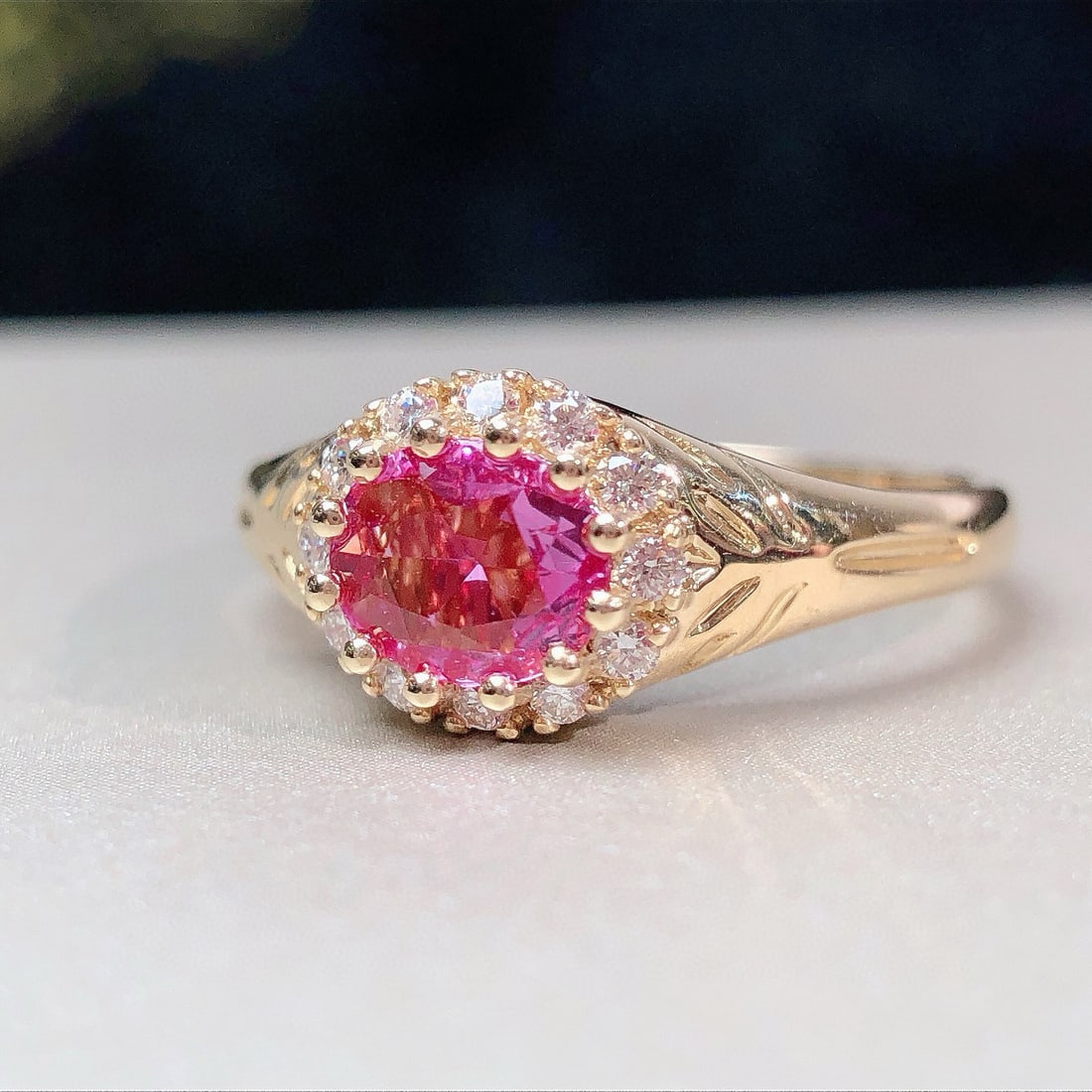 14k Gold 0.60 Ctw Natural Sapphire & Diamond Ring - 7