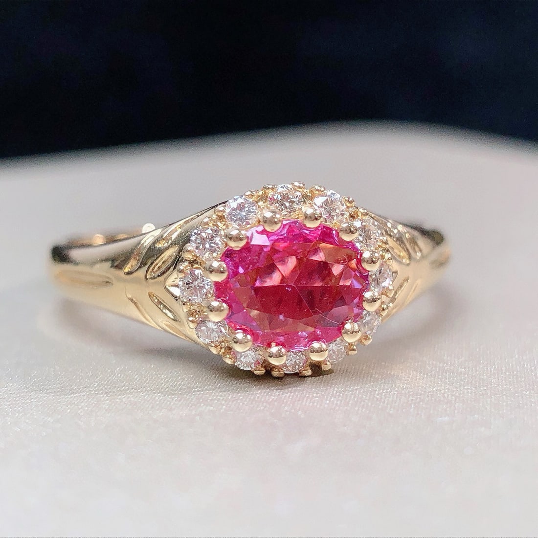 14k Gold 0.60 Ctw Natural Sapphire & Diamond Ring - 8