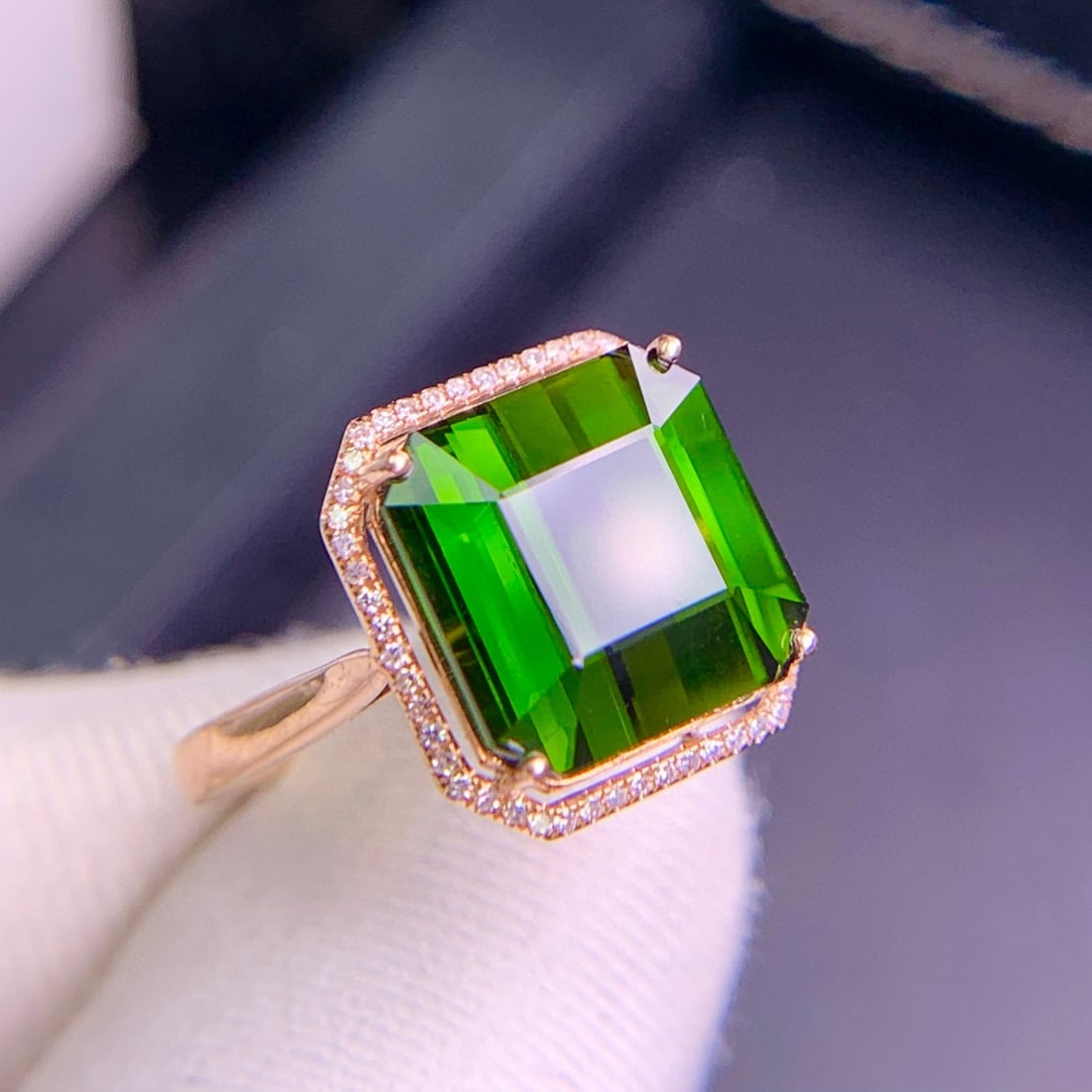 14k Gold 7.3 Ct Natural Tourmaline & Diamond Ring - 5