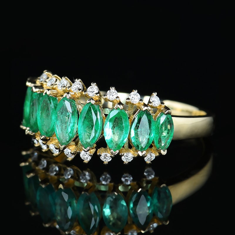 14k Gold 1.69 Ctw Natural Emerald & Diamond Ring - 2