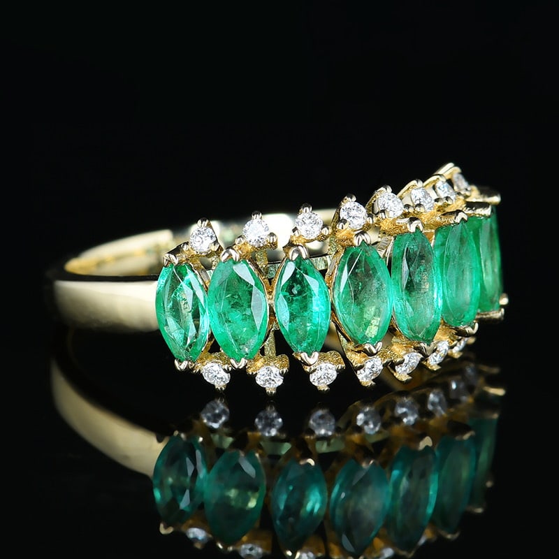14k Gold 1.69 Ctw Natural Emerald & Diamond Ring - 3