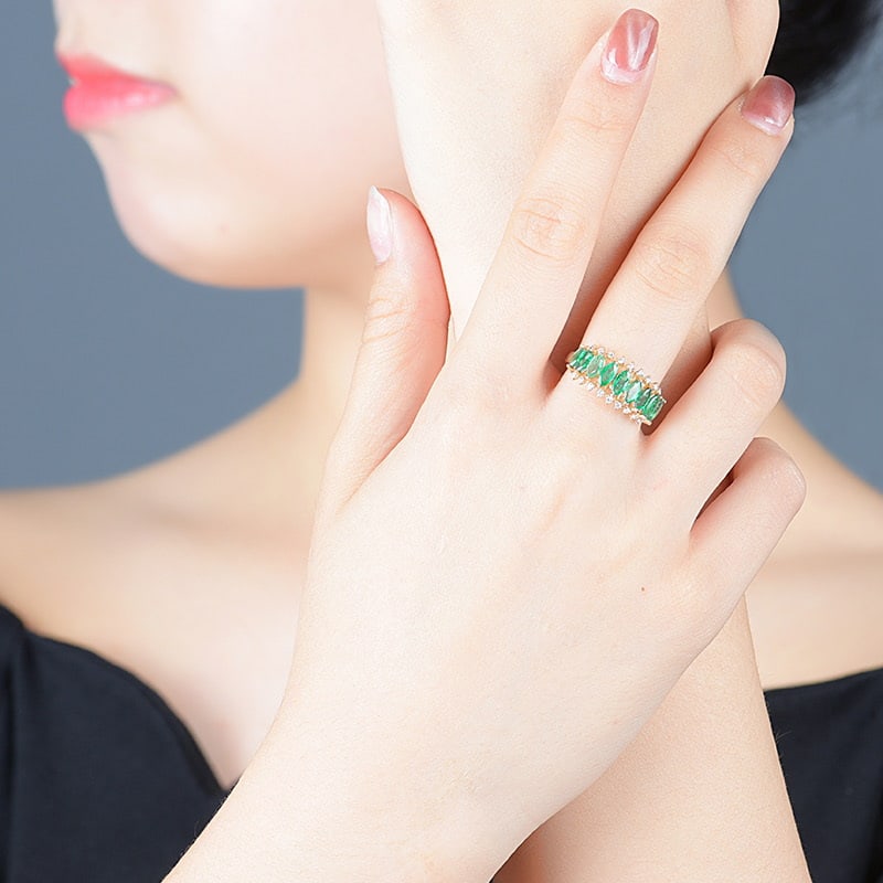14k Gold 1.69 Ctw Natural Emerald & Diamond Ring - 4