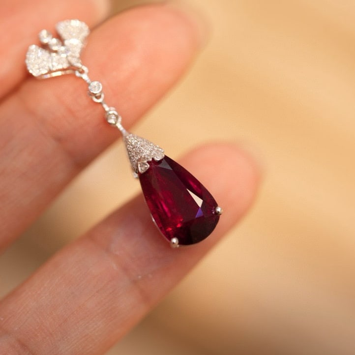 14k Gold 4.12 Ct Natural Tourmaline & Diamond Pendant( Without Chain ) - 2