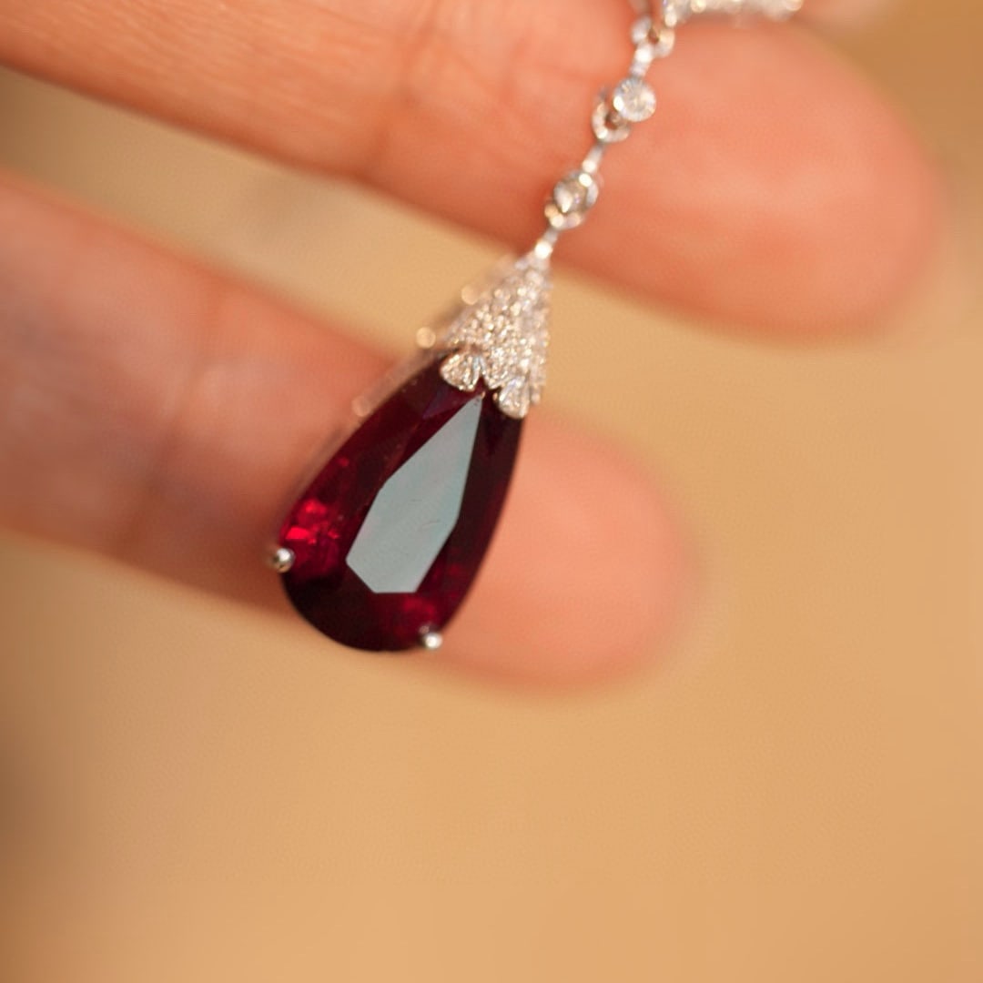 14k Gold 4.12 Ct Natural Tourmaline & Diamond Pendant( Without Chain ) - 3