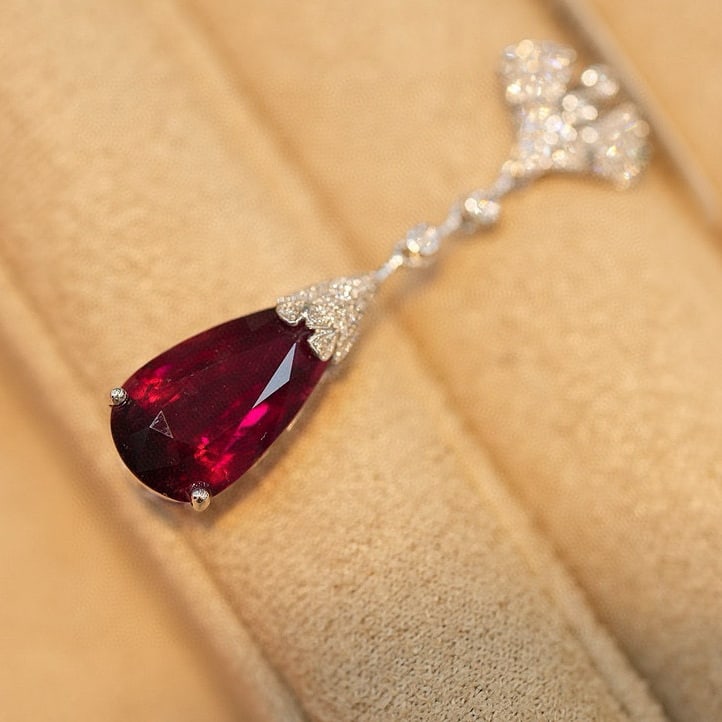 14k Gold 4.12 Ct Natural Tourmaline & Diamond Pendant( Without Chain ) - 5