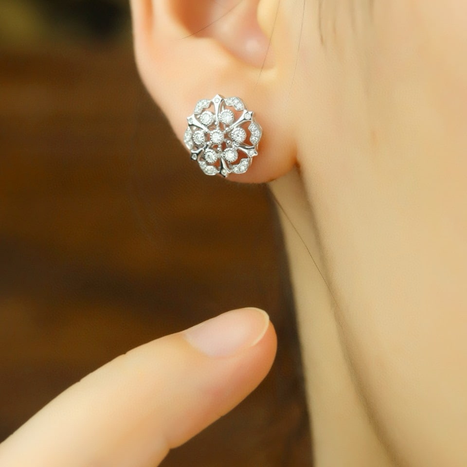 14k Gold 0.32 Ct Natural H Diamond Earrings - 4