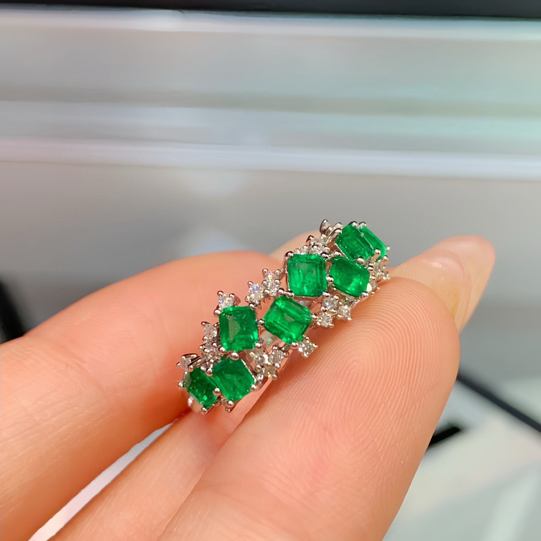 14k Gold 1.07 Ctw Natural Emerald & Diamond Ring - 3