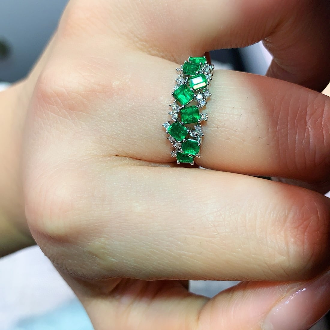 14k Gold 1.07 Ctw Natural Emerald & Diamond Ring - 4