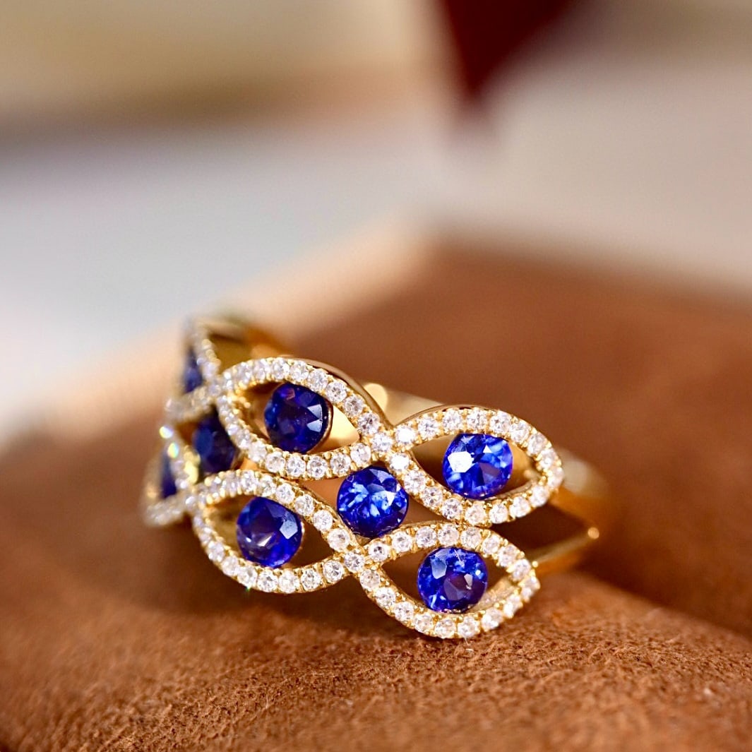 14k Gold 1.61 Ctw Natural Sapphire & Diamond Ring - 2