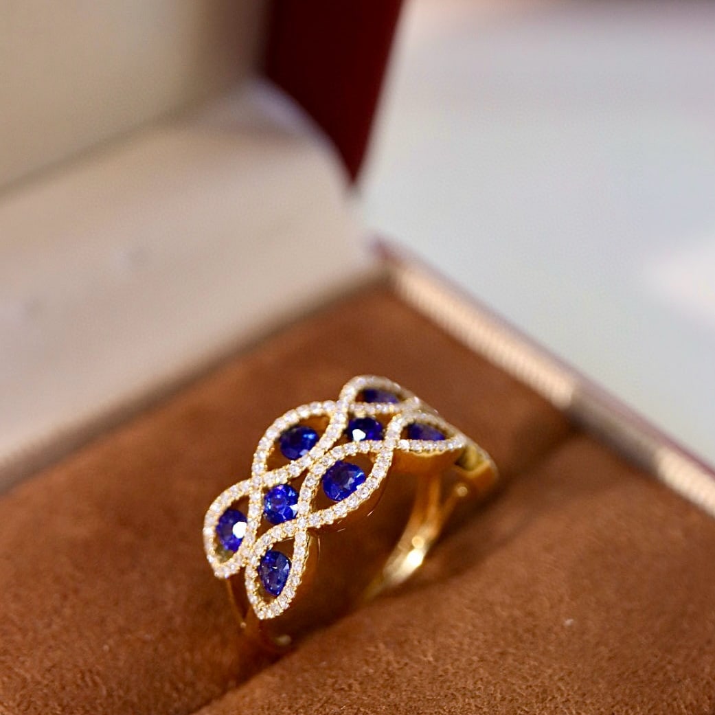 14k Gold 1.61 Ctw Natural Sapphire & Diamond Ring - 3
