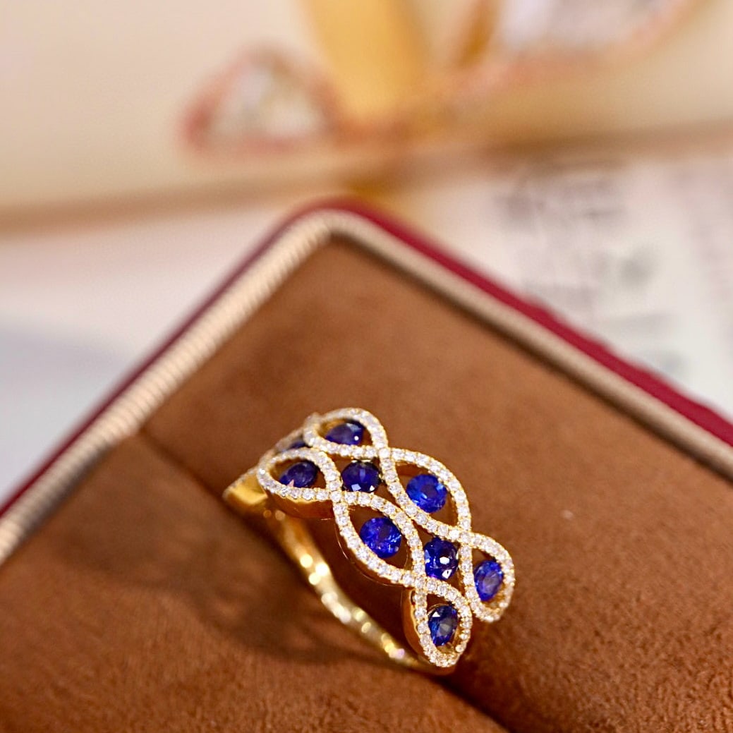 14k Gold 1.61 Ctw Natural Sapphire & Diamond Ring - 4