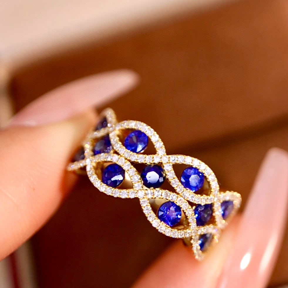 14k Gold 1.61 Ctw Natural Sapphire & Diamond Ring - 6