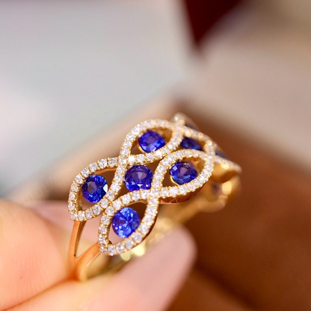 14k Gold 1.61 Ctw Natural Sapphire & Diamond Ring - 8