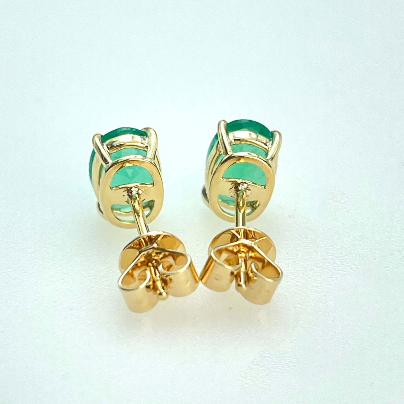 14k Gold 1.07 Ct Natural Emerald Earrings - 4