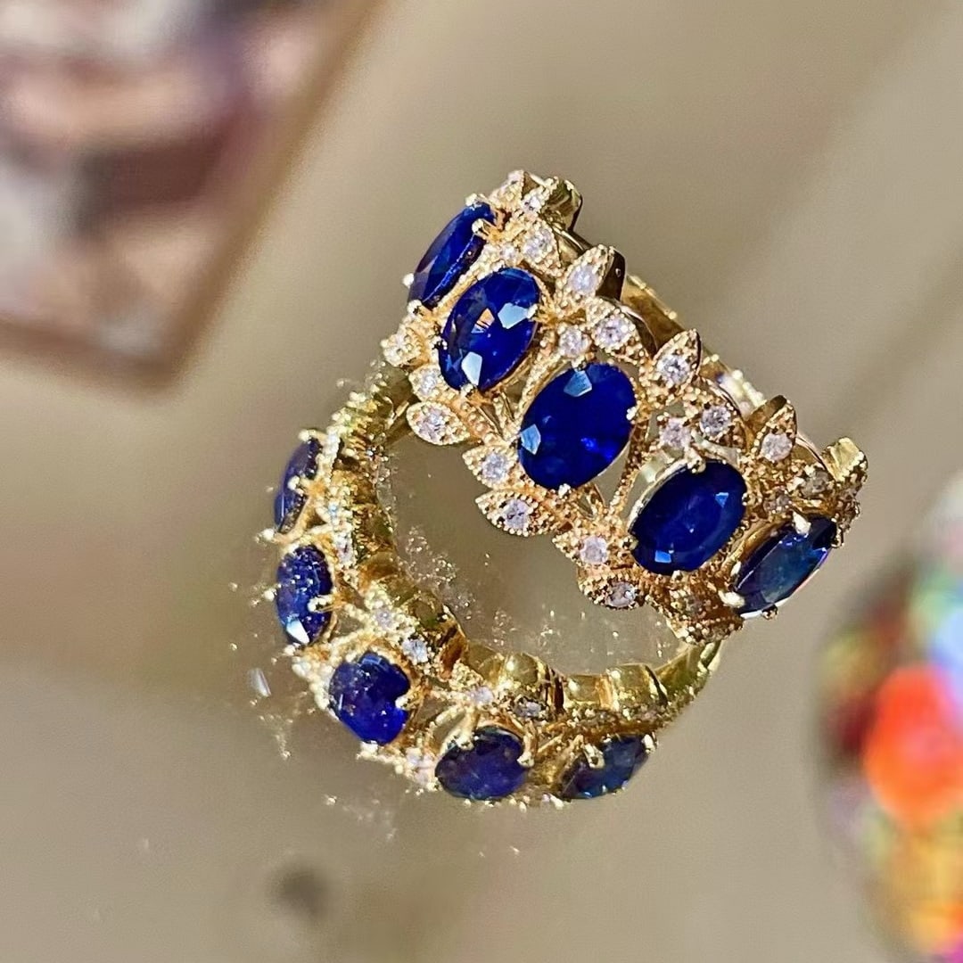 14k Gold 2.57 Ctw Natural Sapphire & Diamond Ring - 2