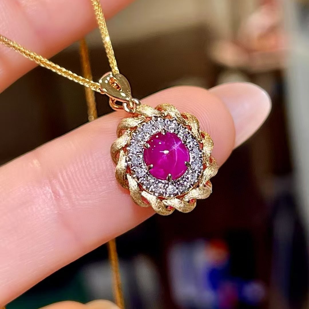 14k Gold 1.32 Ctw Natural Ruby & Diamond Pendant( Without Chain ) - 2
