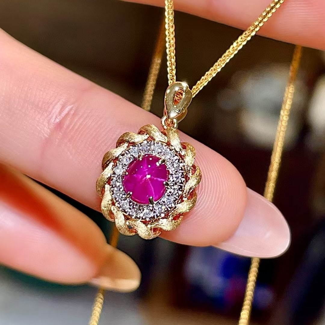 14k Gold 1.32 Ctw Natural Ruby & Diamond Pendant( Without Chain ) - 3