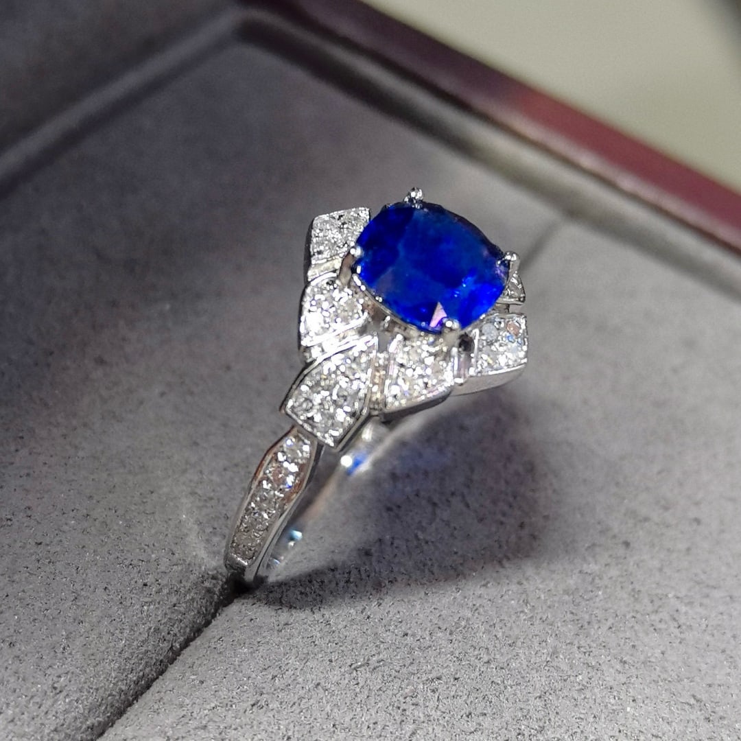 14k Gold 1.97 Ctw Natural Sapphire & Diamond Ring - 5