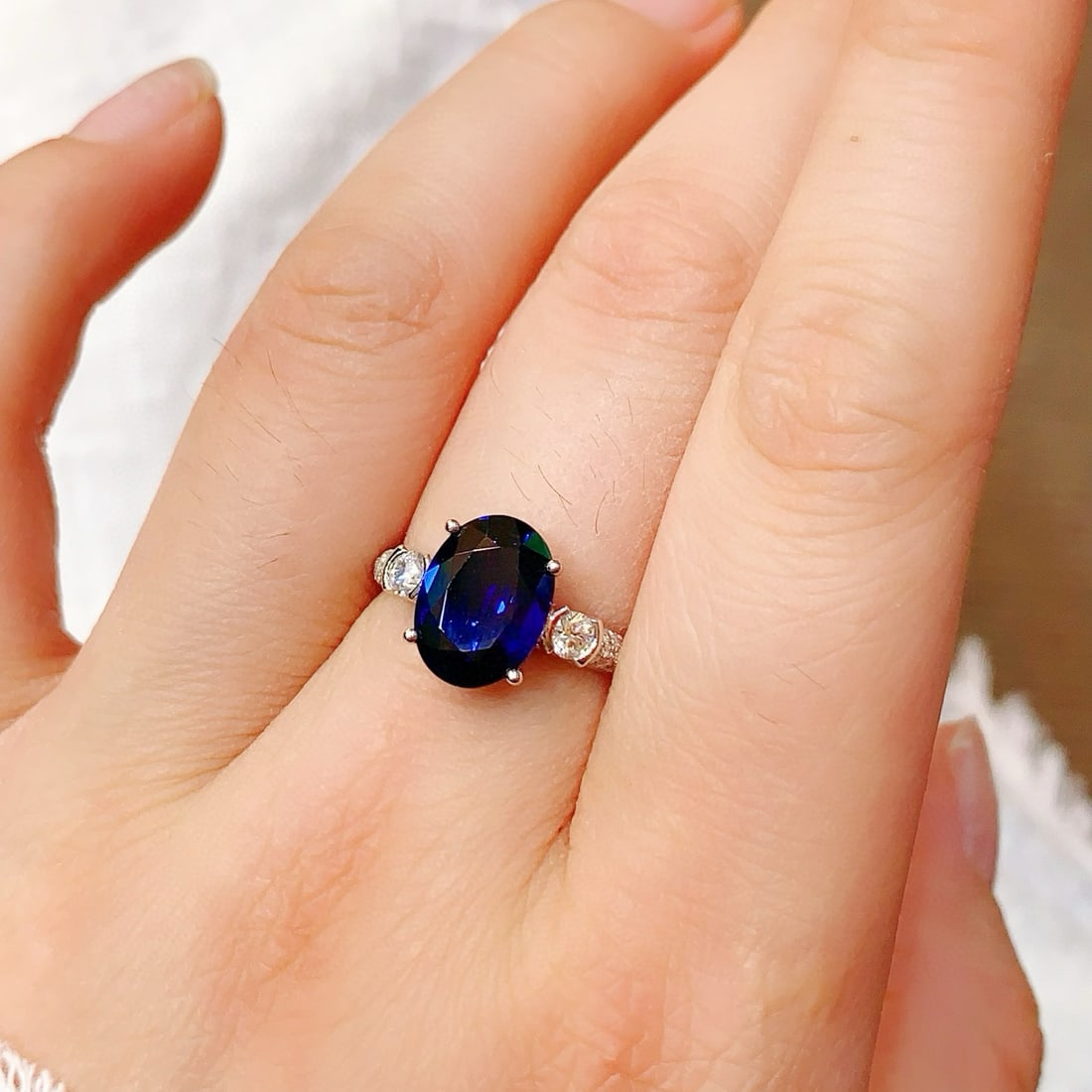 14k Gold 3.73 Ctw Natural Sapphire & Diamond Ring - 5
