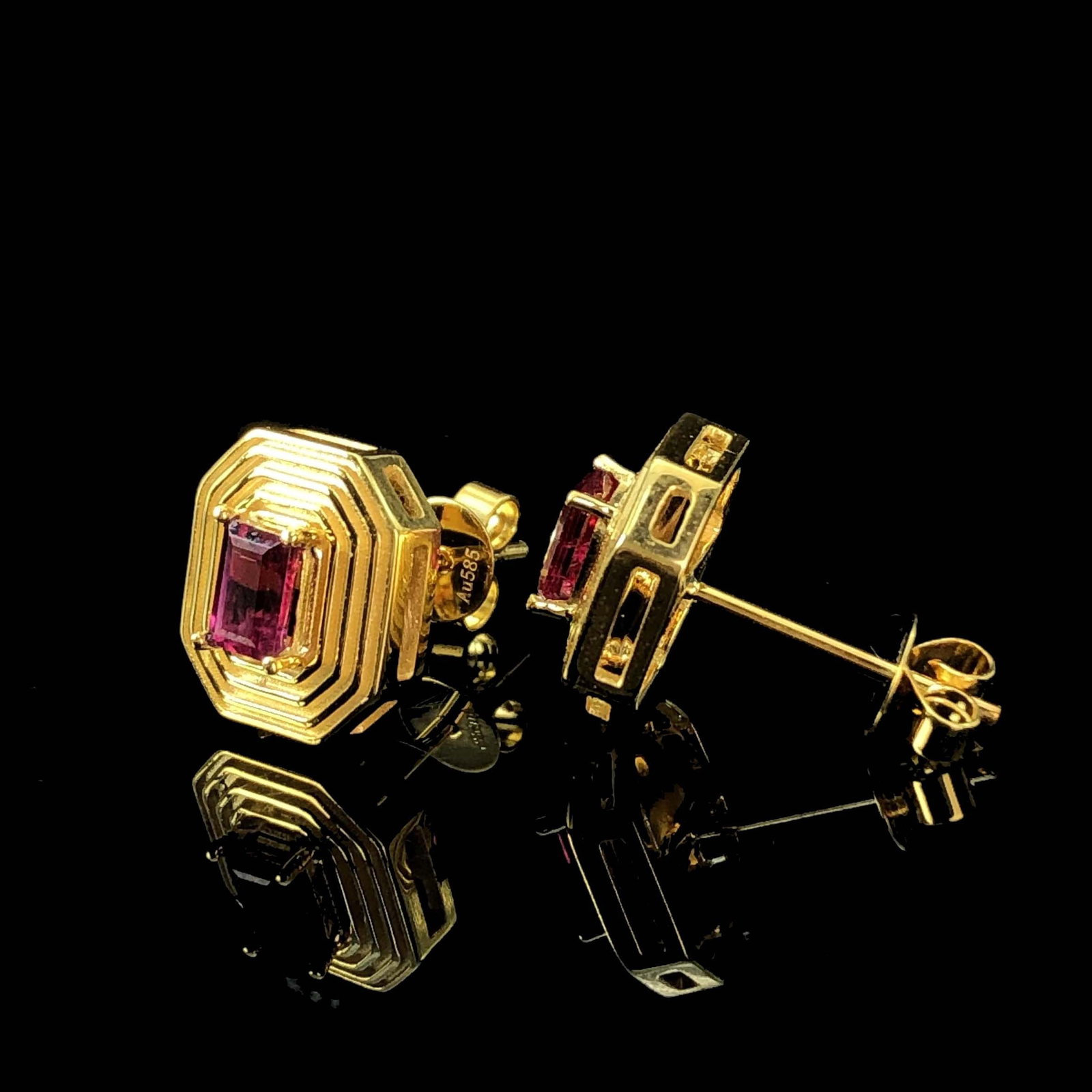14k Gold 0.72 Ct Natural Ruby Earrings - 2