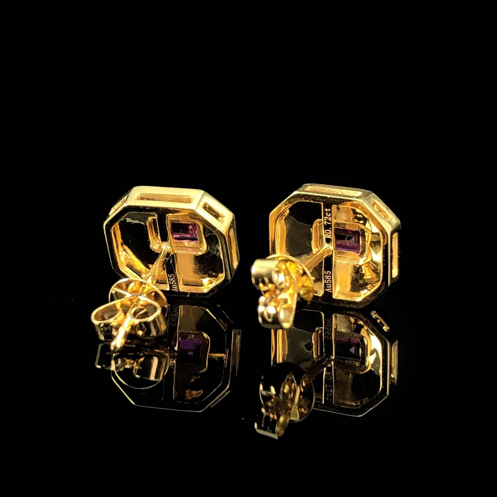 14k Gold 0.72 Ct Natural Ruby Earrings - 6