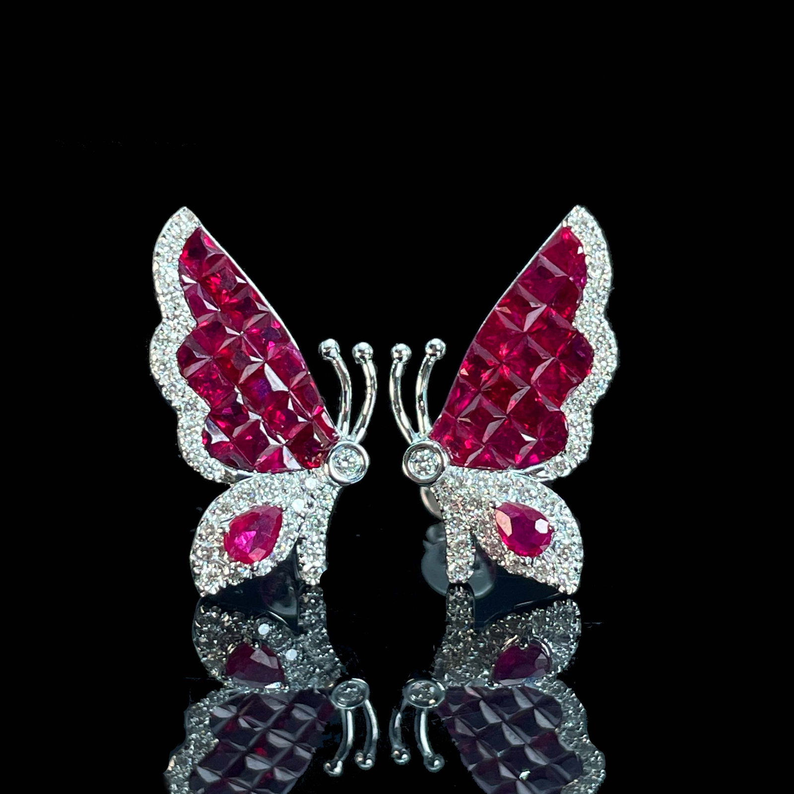 14k Gold 2.26 Ctw Natural Ruby & Diamond Earrings - 4