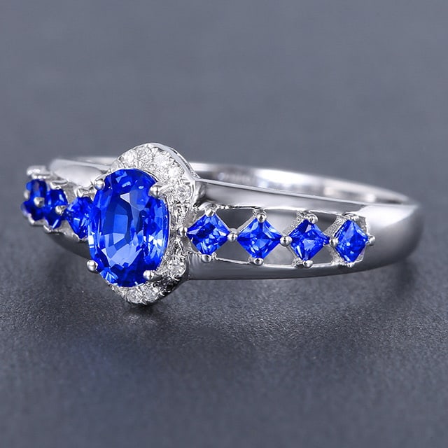 14k Gold 1.10 Ctw Natural Sapphire & Diamond Ring - 2