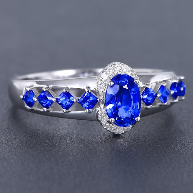 14k Gold 1.10 Ctw Natural Sapphire & Diamond Ring - 3