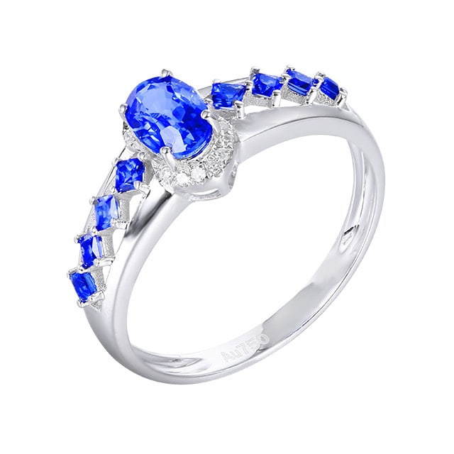 14k Gold 1.10 Ctw Natural Sapphire & Diamond Ring - 5