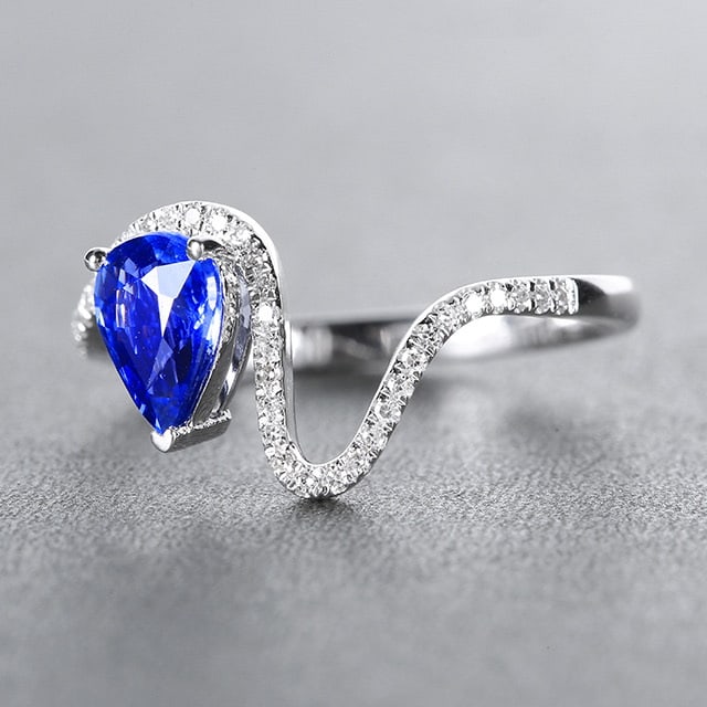 14k Gold 1.01 Ctw Natural Sapphire & Diamond Ring - 2