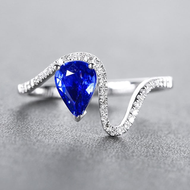 14k Gold 1.01 Ctw Natural Sapphire & Diamond Ring - 3