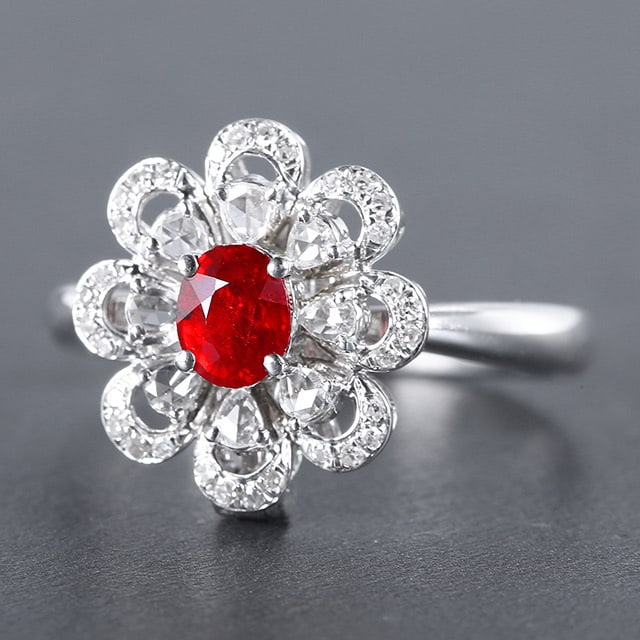 14k Gold 0.87 Ctw Natural Ruby & Diamond Ring/pendant( Without Chain ) - 2