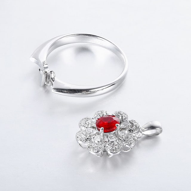 14k Gold 0.87 Ctw Natural Ruby & Diamond Ring/pendant( Without Chain ) - 5
