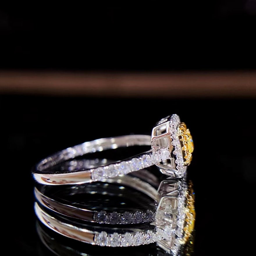 14k Gold 0.45 Ct Natural Color Diamond Ring - 5