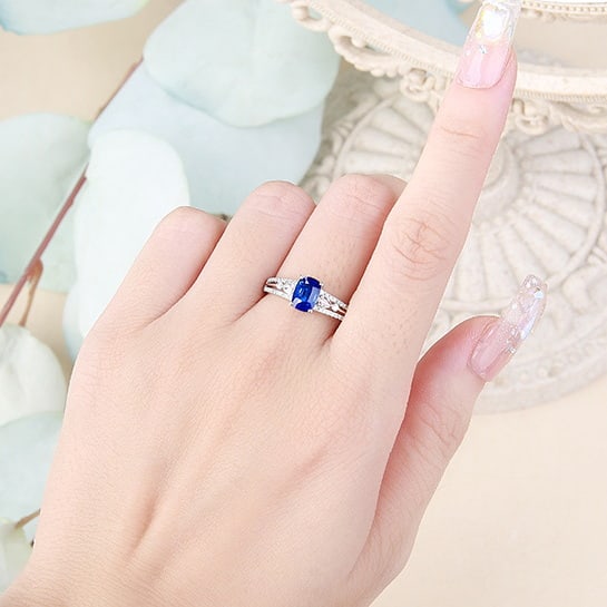 14k Gold 1.34 Ctw Natural Sapphire & Diamond Ring - 5