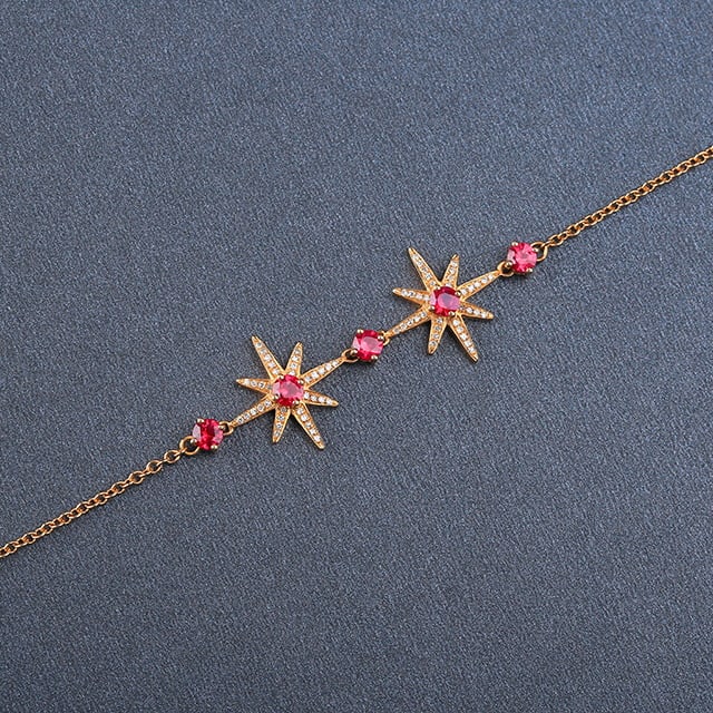 14k Gold 1.21 Ctw Natural Ruby & Diamond Bracelet - 2
