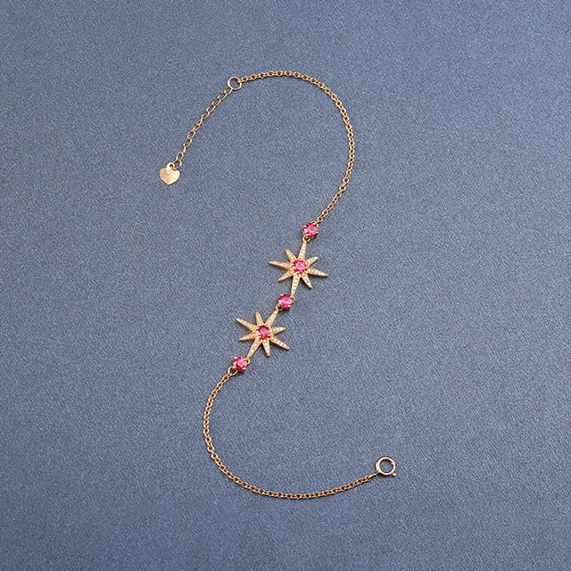 14k Gold 1.21 Ctw Natural Ruby & Diamond Bracelet - 3