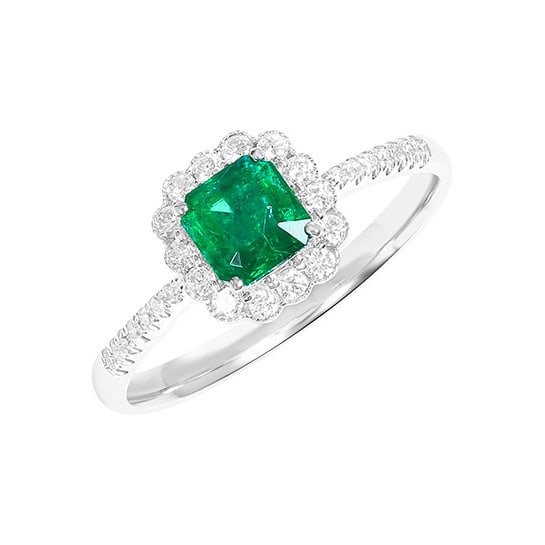 14k Gold 0.74 Ctw Vivid Green Natural Emerald & Diamond Ring - 4
