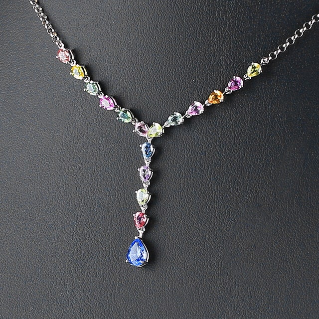14k Gold 3.92 Ctw Natural Sapphire & Sapphire Necklace - 3