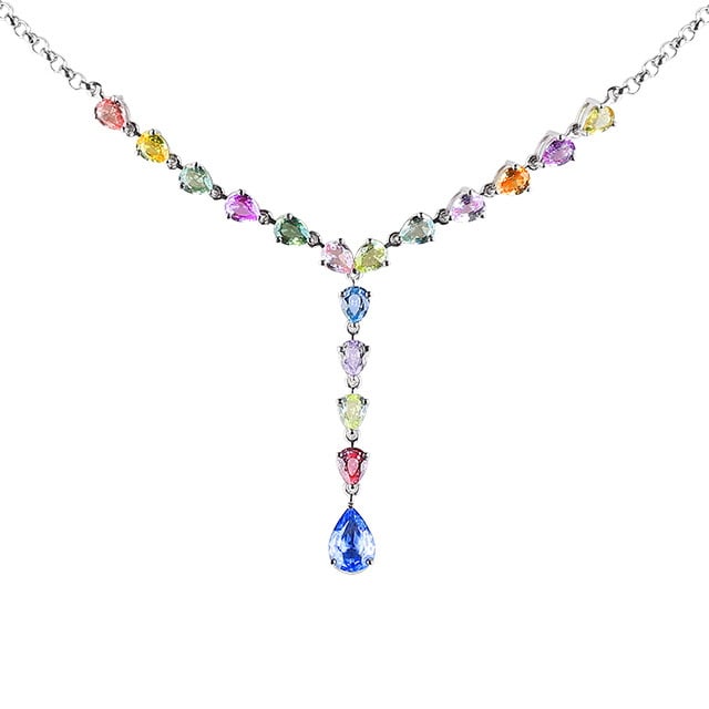 14k Gold 3.92 Ctw Natural Sapphire & Sapphire Necklace - 5