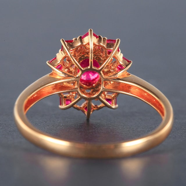 14k Gold 0.72 Ctw Natural Ruby & Diamond Ring - 4