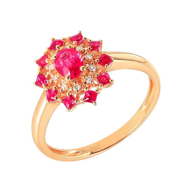 14k Gold 0.72 Ctw Natural Ruby & Diamond Ring - 5