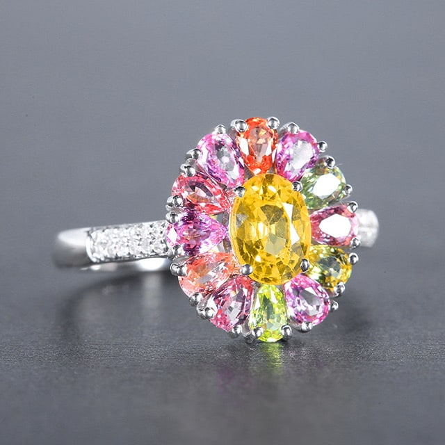 14k Gold 2.50 Ctw Natural Sapphire & Diamond Ring - 2