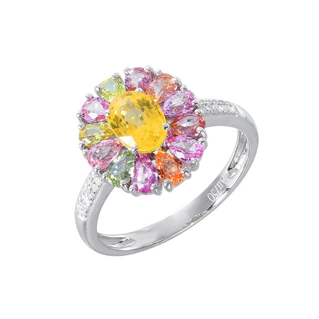 14k Gold 2.50 Ctw Natural Sapphire & Diamond Ring - 5