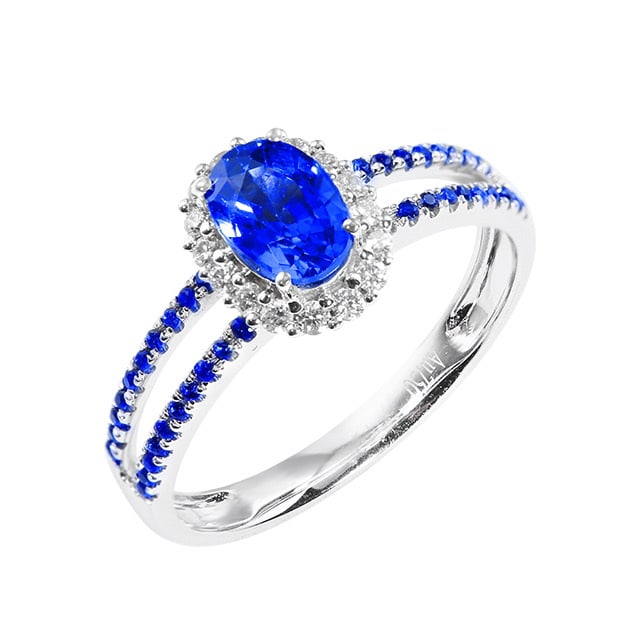 14k Gold 1.55 Ctw Natural Sapphire & Diamond Ring - 5