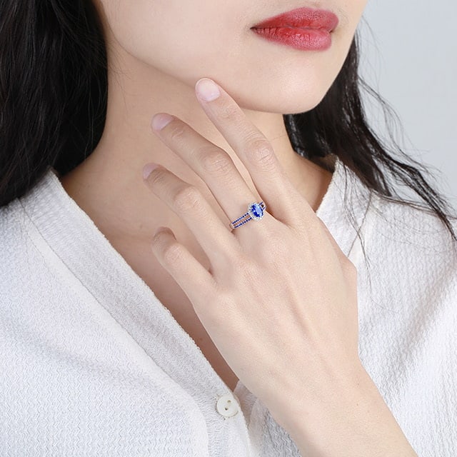 14k Gold 1.55 Ctw Natural Sapphire & Diamond Ring - 6