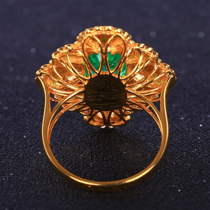 14k Gold 3.18 Ctw Vivid Green Natural Emerald & Diamond Ring - 4